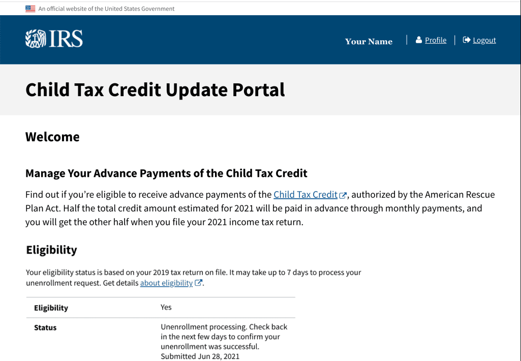 IRS Child Tax Credit Portal